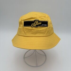 AL CAPONE MY WAY Cigar Bucket Hat Yellow NEW Embroidered Patch
